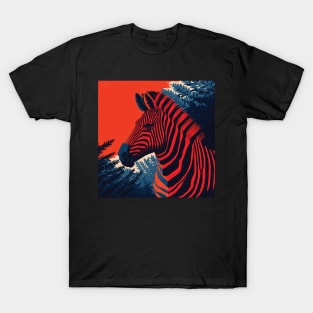 Zebra in Orange and Blue T-Shirt